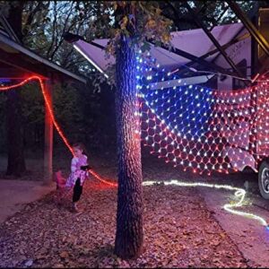 420 LED American Advanced Flag String Lights, Waterproof Led Flag Net Light of The United States for Yard,Garden Decoration, Festival, Holiday, Party Decoration,Christmas Decorations (Plug in Power)