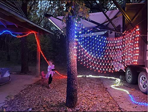 420 LED American Advanced Flag String Lights, Waterproof Led Flag Net Light of The United States for Yard,Garden Decoration, Festival, Holiday, Party Decoration,Christmas Decorations (Plug in Power)