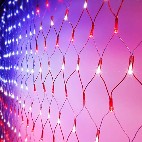 420 LED American Advanced Flag String Lights, Waterproof Led Flag Net Light of The United States for Yard,Garden Decoration, Festival, Holiday, Party Decoration,Christmas Decorations (Plug in Power)