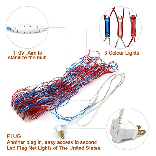 420 LED American Advanced Flag String Lights, Waterproof Led Flag Net Light of The United States for Yard,Garden Decoration, Festival, Holiday, Party Decoration,Christmas Decorations (Plug in Power)