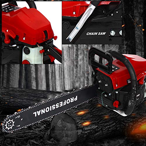 62CC 2-Stroke 20” Chainsaw, Portable Gas Powered Chain saws, Handed Petrol Woodcutting Saw Gasoline Chain Saw for Cutting Tree Wood with Tool Kit Chainsaw in Garden Farm (62CC)