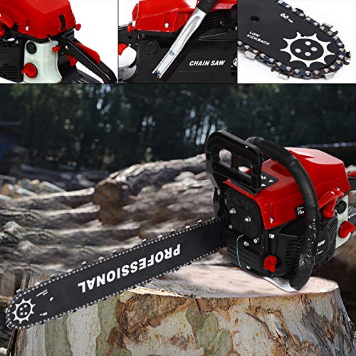 62CC 2-Stroke 20” Chainsaw, Portable Gas Powered Chain saws, Handed Petrol Woodcutting Saw Gasoline Chain Saw for Cutting Tree Wood with Tool Kit Chainsaw in Garden Farm (62CC)