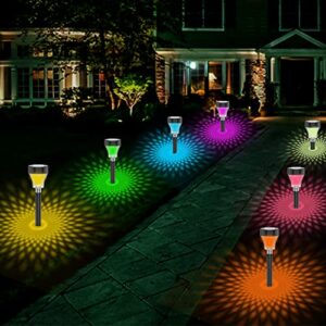 Yyoulli Solar Pathway Lights Outdoor Waterproof Solar Landscape Path Lights Color Changing Solar Garden Lights for Walkway Yard Backyard Patio (2 Pack)