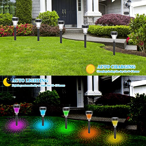 Yyoulli Solar Pathway Lights Outdoor Waterproof Solar Landscape Path Lights Color Changing Solar Garden Lights for Walkway Yard Backyard Patio (2 Pack)