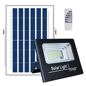 solar lights outdoor, 87 leds solar security light with remote control, solar powered auto dusk to dawn sensor ip66 waterproof, equivalent 110v 40w led flood light for yard porch balcony garage garden