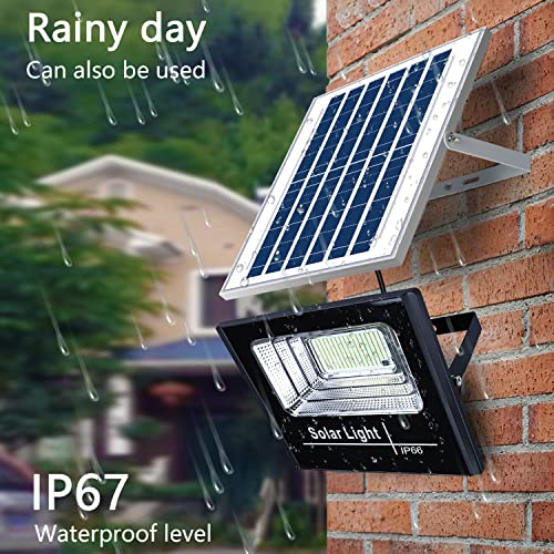 Solar Lights Outdoor, 87 LEDs Solar Security Light with Remote Control, Solar Powered Auto Dusk to Dawn Sensor IP66 Waterproof, Equivalent 110V 40W LED Flood Light for Yard Porch Balcony Garage Garden