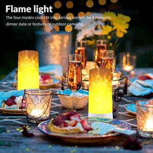 2PCS LED Flame Light, USB Rechargeable Flame Effect Light, Flame Lamp with Remote & Timer, Waterproof Dimmable Flameless Candles Light for Home Party Garden Camping Halloween Christmas Decoration