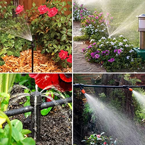 2023 New Upgrade Drip Irrigation Kit, 66FT/20M Garden Watering System, Greenhouse Patio Automatic Irrigation Kits with Double-way Brass Threaded Connector & 2PCS Switch Valve for Easy Install Control - 1/4 inch Tube