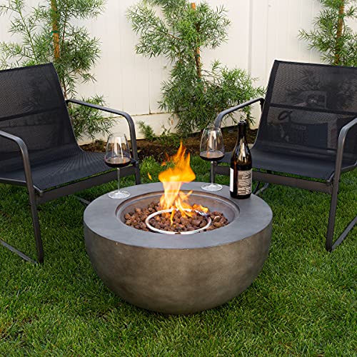 Barton Propane Gas Fire Pit Table Concrete w/PVC Cover & Lava Rocks 40,000 BTU 27.5" Outdoor Patio Garden Firepit Heater Backyard