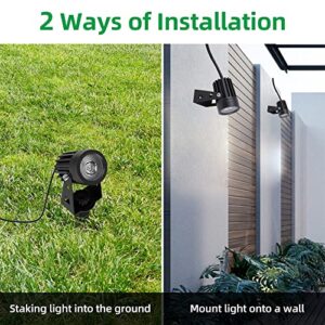 F-TECK Solar Landscape Lights 2-in-1 Adjustable Strong Die-cust Aluminum IP65 Waterproof Auto On/Off Sensor Dusk to Dawn Solar Spotlights for Outdoor Garden Yard Tree Light (Warm Light)