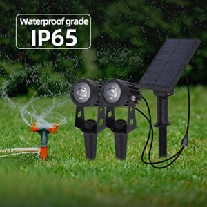 F-TECK Solar Landscape Lights 2-in-1 Adjustable Strong Die-cust Aluminum IP65 Waterproof Auto On/Off Sensor Dusk to Dawn Solar Spotlights for Outdoor Garden Yard Tree Light (Warm Light)