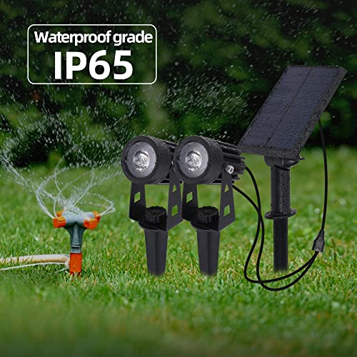 F-TECK Solar Landscape Lights 2-in-1 Adjustable Strong Die-cust Aluminum IP65 Waterproof Auto On/Off Sensor Dusk to Dawn Solar Spotlights for Outdoor Garden Yard Tree Light (Warm Light)