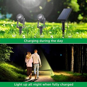 F-TECK Solar Landscape Lights 2-in-1 Adjustable Strong Die-cust Aluminum IP65 Waterproof Auto On/Off Sensor Dusk to Dawn Solar Spotlights for Outdoor Garden Yard Tree Light (Warm Light)