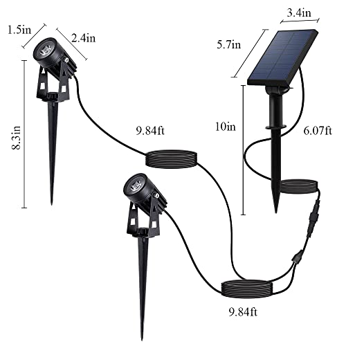 F-TECK Solar Landscape Lights 2-in-1 Adjustable Strong Die-cust Aluminum IP65 Waterproof Auto On/Off Sensor Dusk to Dawn Solar Spotlights for Outdoor Garden Yard Tree Light (Warm Light)