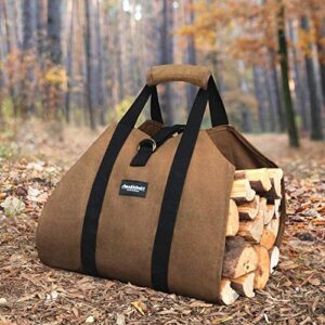 Amagabeli 5ft Firewood Log Rack with Cover Combo Set Waterproof Outdoor Log Holder Fireplace Carrier Waxed Firewood Canvas Log Carrier Tote Bag Outdoor