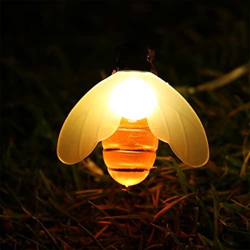 AIDDOMM 2 Pack Solar Bee String Lights - Each 27.5 ft of 30 LED Solar Fairy Lights, Cute Bee String Lights Outdoor Waterproof, for Outside Garden Bee Decoration, Patio, Party, 2 Modes