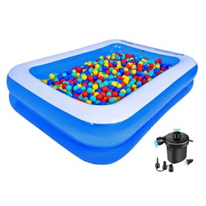 amocane inflatable swimming pool, l79 x w59 x h20 in, family swimming pool with electric air pump( included ), for backyard, garden, water party