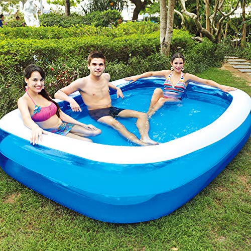 Amocane Inflatable Swimming Pool, L79 x W59 x H20 in, Family Swimming Pool with Electric Air Pump( Included ), for Backyard, Garden, Water Party