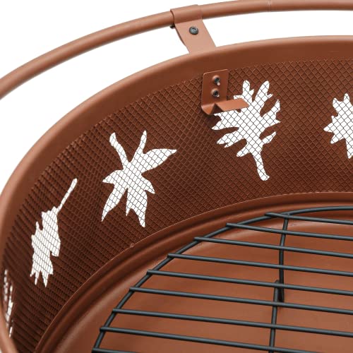 Magshion Wood Burn Inchg Firepit, 32 Inch Heavy Duty Steel Bronze Bonfire Pit for Patio Backyard Garden with BBQ Grate