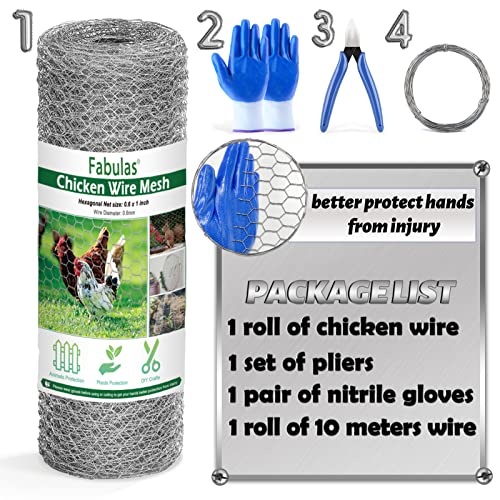 Chicken Wire Fencing Mesh, 16.9 Inch x 40 Feet Metal Floral Chicken Wire Fence for Crafts Poultry Garden, 0.6 Inch Hexagonal Galvanized Hardware Cloth Netting for Chicken Coop Barrier Rabbit Cage