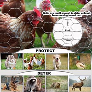 Chicken Wire Fencing Mesh, 16.9 Inch x 40 Feet Metal Floral Chicken Wire Fence for Crafts Poultry Garden, 0.6 Inch Hexagonal Galvanized Hardware Cloth Netting for Chicken Coop Barrier Rabbit Cage