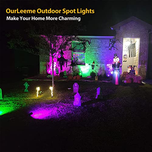 OurLeeme Lawn Flood Light Stake, 2-in-1 Waterproof Outdoor Remote Control Landscape Lighting Spotlight Wall Light for Yard Garden Driveway Pathway Pool