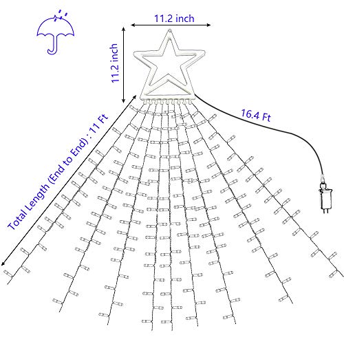 Qulist Christmas Decoration Star Lights Outdoor,317 LED 16.4Ft Christmas Tree Toppers String Lights[8 Modes& Waterproof] for Halloween Xmas New Year Holiday Birthday (Multicolor)