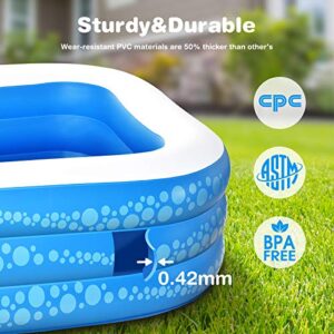 Hesung Inflatable Pool, 95" X 56"X 21" Family Swimming Pool for Toddlers, Kids, Adults, Play Center Above Ground, Backyard, Garden, Summer Swim Center, Age 3+