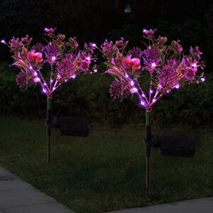 doingart solar phalaenopsis garden lights outdoor decorative, outdoor solar flower lights for patio, garden, yard, lawn, pathway (2pcs )