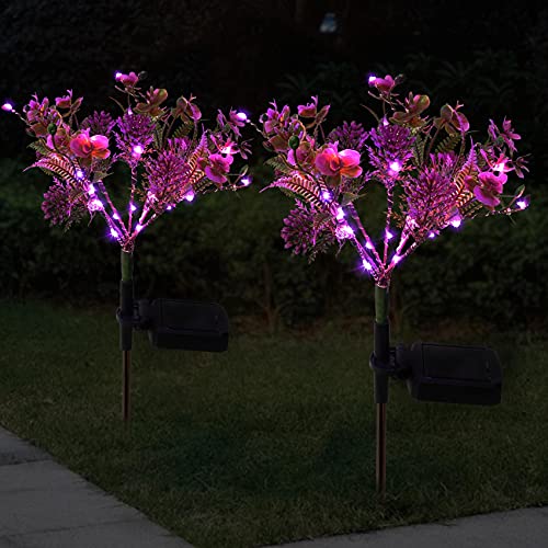 Doingart Solar Phalaenopsis Garden Lights Outdoor Decorative, Outdoor Solar Flower Lights for Patio, Garden, Yard, Lawn, Pathway (2pcs )