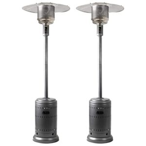 pionous 2 set 46,000 btu outdoor power propane heater with wheels, suitable for potluck, dining, gardens, homes, deck, slate gray