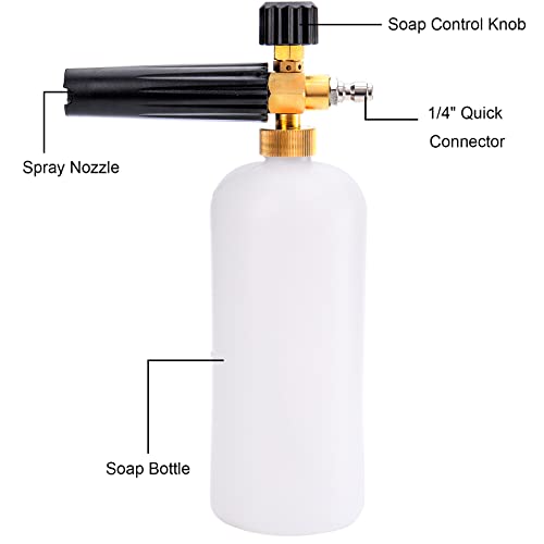 Fasmov Car Wash Pressure Washer Jet Wash 1/4" Quick Release Adjustable Snow Foam Lance Foam Cannon Foam Blaster