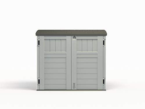 Suncast Horizontal Outdoor Storage Shed for Backyards and Patios 34 Cubic Feet Capacity for Garbage Cans, Tools and Garden Accessories, No Size, Vanilla