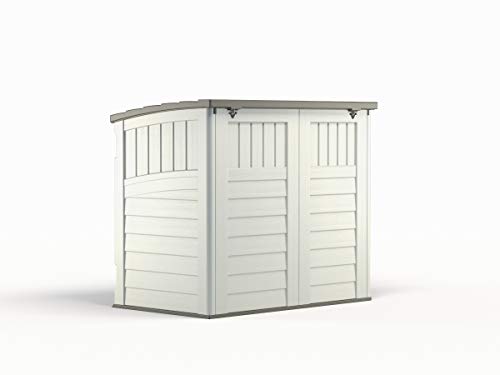 Suncast Horizontal Outdoor Storage Shed for Backyards and Patios 34 Cubic Feet Capacity for Garbage Cans, Tools and Garden Accessories, No Size, Vanilla