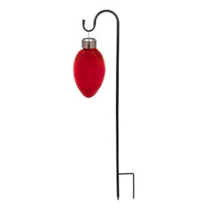 evergreen garden solar mercury glass christmas light with shephard’s hook, red