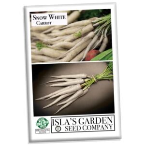 snow white carrot seeds for planting, 350+ heirloom seeds per packet, (isla’s garden seeds), non gmo seeds, botanical name: daucus carota subsp. sativus, great home garden gift