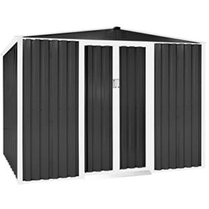 solaura 8’x6′ outdoor vented storage shed garden backyard tool steel cabin (grey)
