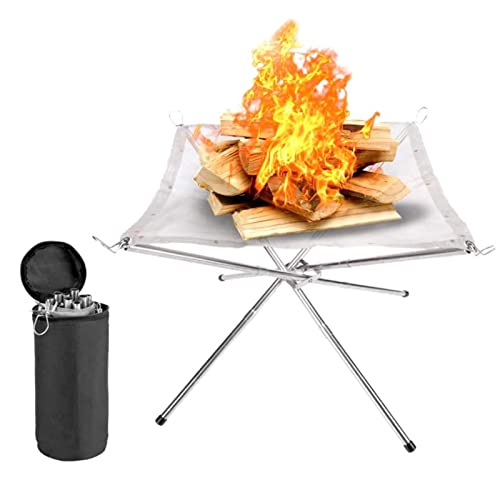 iFCOW Foldable Camping Fire Pit, Portable Folding Firepit Camping Fire Pit with Storage Case for Camping Backyard Garden