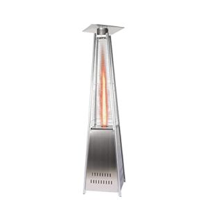 yog patio propane heaters, 46000 btu outdoor garden heater all stainless steel, pyramid glass tube propane patio heater,decor for party, bbq, bonfire, campfire, fireplaces (pyramid stainless steel)