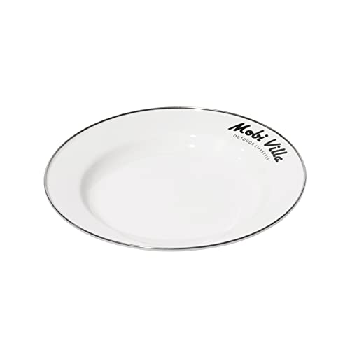 MOBI GARDEN 9 inches Enamel Plate Unbreakable Enamelware Dinner Platter Trays Lightweight for Picnic, BBQ, Butter Camper Outdoor