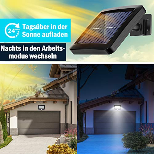 MPJ Solar Light Outdoor, 56 LED Solar Light Outside with Motion Detector, IP65 Waterproof, 120° Lighting Angle, Solar Wall Light for Garden with 16.5ft Cable