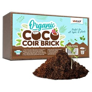 compressed coco coir, 1 pack organic coconut coir, 1.4 lb coco coir brick, coconut soil with low ec & ph balance, coco fiber for herbs & flowers, high expansion, renewable coconut soil for planting