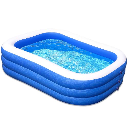 Inflatable Pool, Swimming Pool for Kids and Adults, Family Inflatable Pool for Kids, Toddlers, Adults, Outdoor, Garden, Backyard, Summer Water Party