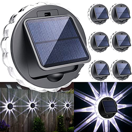 TIJNN Solar Wall Lights -(6 Pack), 3 Mode Dynamic Rotating Lights,Outdoor Lighting Backyard Decor Outside Step Lights Garden Post Fence