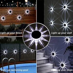 TIJNN Solar Wall Lights -(6 Pack), 3 Mode Dynamic Rotating Lights,Outdoor Lighting Backyard Decor Outside Step Lights Garden Post Fence