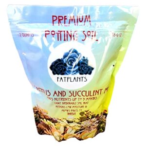 Fat Plants San Diego Premium Cacti and Succulent Potting Mix Soil - for Cactus Palm Tree Citrus Plant Grown in Gardening Containers - Indoors & Outdoors Use - with Natural Food/Fertilizer