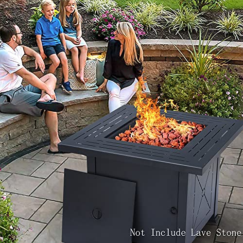 QGMEI90 Outdoor Propane Firepit Table 32in Propane Gas Fire-Pit Table 50,000 BTU Auto-Ignition Fire-Pit Look Square for Patio and Garden