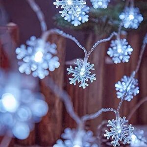 prettymarry christmas led snowflake outdoor lights 33ft 50 waterproof indoor snow light for new year party birthday wedding use in living room bedroom garden roof eaves white color