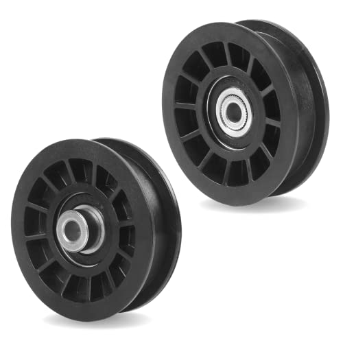 (2-Pack) Exact Replacement 3 1/2” Flat Idler Pulley (Black) - OEM Part Number 194327 & 532-194327 - Compatible with Ariens Craftsman Husqvarna and Poulan