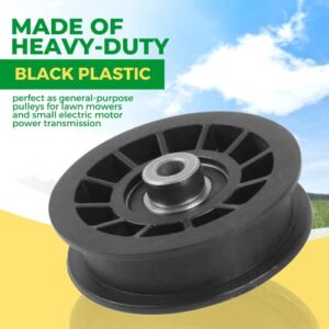 (2-Pack) Exact Replacement 3 1/2” Flat Idler Pulley (Black) - OEM Part Number 194327 & 532-194327 - Compatible with Ariens Craftsman Husqvarna and Poulan